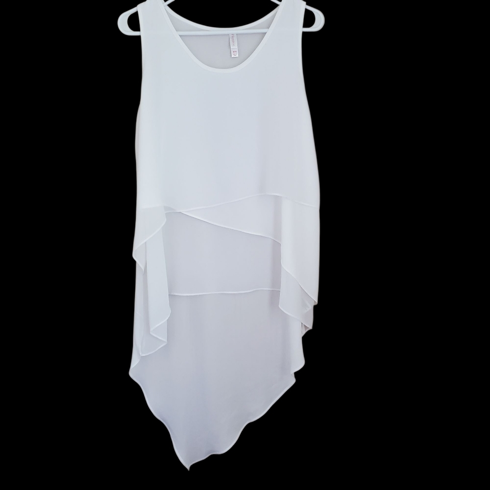 Xhilaration Women Sheer Layered Tank Top‎ M White Chiffon Fairy Coquette Angel